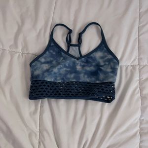 Pink Meshed Tie-Dye Blue and White Sports Bra